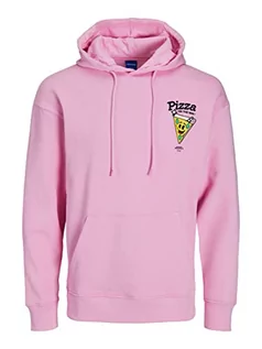 Bluzy męskie - JACK & JONES Męska bluza z kapturem JORTACO Sweat Hood TG z kapturem, różowy (Prism Pink), L, pryzm Pink, L - grafika 1