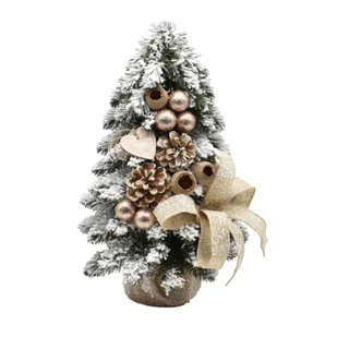 Choinka stożkowa ośnieżona dekorowana 40 cm prosecco brokat - Choinki - miniaturka - grafika 1