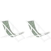 Leżaki ogrodowe - Zestaw 2 Tkanin Leżakowych Wzór W Liście Anzio / Avellino - miniaturka - grafika 1