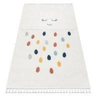 Dywany dla dzieci - Dywan YOYO GD63 biały / granatowy - Chmurka, krople dla dzieci, strukturalny, sensoryczny Frędzle beżowy 160x220 cm - miniaturka - grafika 1
