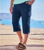 Spodnie sportowe męskie - Wygodne, jeansowe bojówki ¾ ze stretchem Mężczyzna Atlas For Men - Kolor : Granatowy - Rozmiar : 4XL - miniaturka - grafika 1