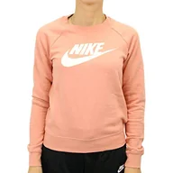 Koszulki i topy damskie - Nike Damska koszulka W Nsw Essntl Crew Flc Hbr Long Sleeved T shirt, Pink Quartz/White, XXL EU - miniaturka - grafika 1
