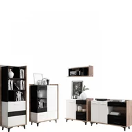 Inne meble do salonu - Zestaw Mebli do Salonu 4 Box MebloCross Sonoma Jasna / Biały Mat / Czarny Mat - miniaturka - grafika 1