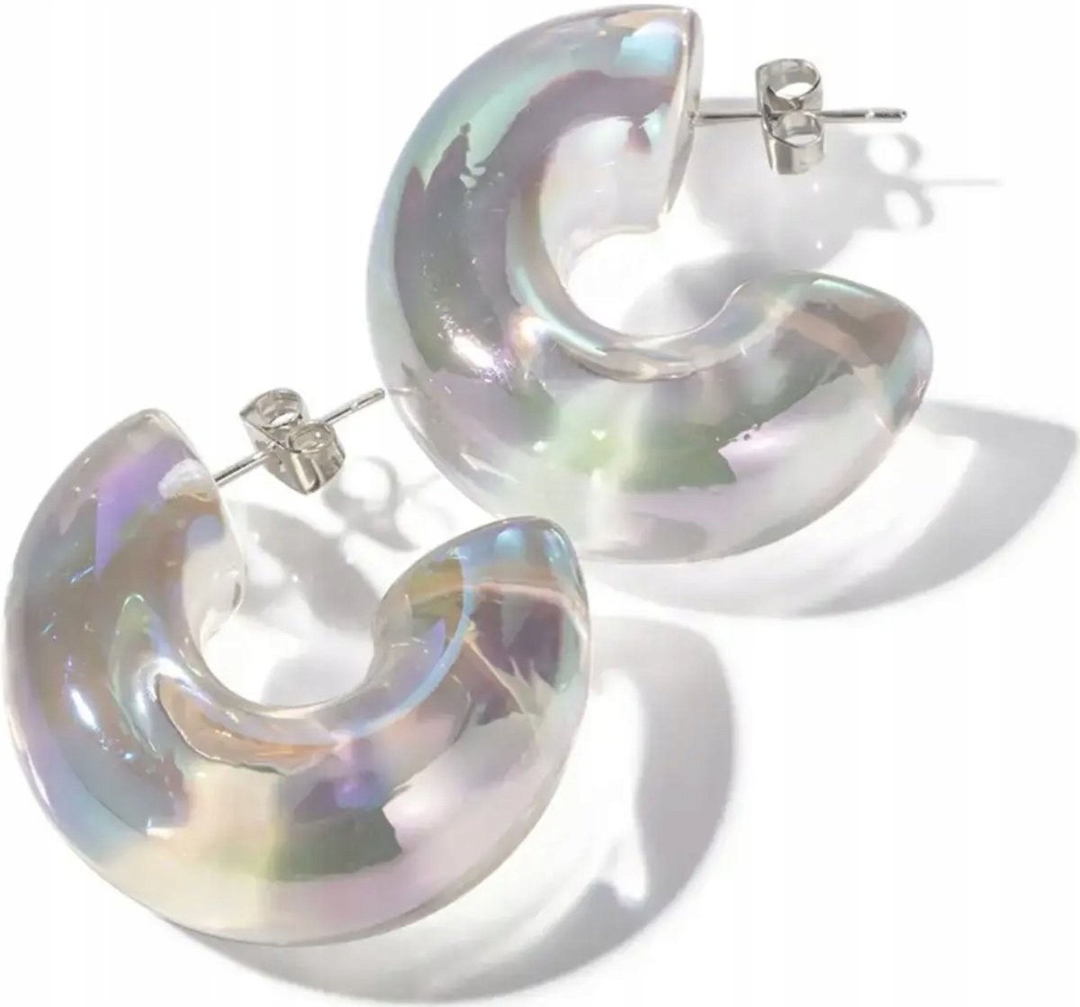 Nowoczesne Bezbarwne Przezroczyste Kolczyki z Żywicy Modne Stylowe Sztyft