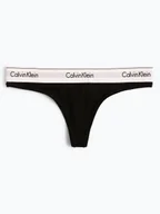 Majtki damskie - Calvin Klein Stringi Kobiety Bawełna czarny jednolity, S - miniaturka - grafika 1