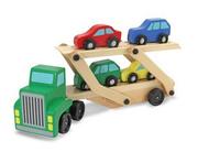 Samochody i pojazdy dla dzieci - Drewniana Ciężarówka Laweta + 4 auta Melissa - miniaturka - grafika 1