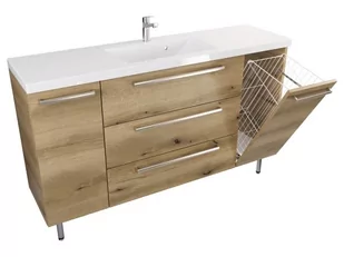 Szafka Stojąca Z Umywalką ATHD 140 cm DK - Dąb Evoke Coast Mat - Uchwyty Stal Szczotkowana - Szafki łazienkowe - miniaturka - grafika 1