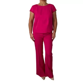 Spodnie damskie - Spodnie z Crease Flared Spodnie Victoria Rosehill, rozmiar 48, różowy, fuksja, eleganckie spodnie damskie, różowy, fuksja, 48 - grafika 1