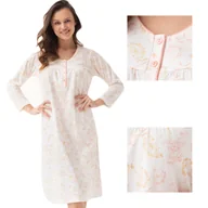 Bielizna nocna - Koszula damska LUNA kod 38 ecru w łososiowe miodowe kopry  XL - miniaturka - grafika 1