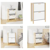 Szafki na buty - vidaXL Szafka na buty biała 57,5x33x80 cm Materiał drewnopochodny - Stojak na buty - Półki na buty - Przechowywanie butów - Szafka na buty - miniaturka - grafika 1