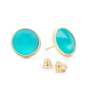 Kolczyki - Srebrne kolczyki z naturalnym kamieniem, chalcedon turkusowy, srebro 925 : Kamienie naturalne - kolor - chalcedon turkusowy, Srebro - kolor pokrycia.. - miniaturka - grafika 1