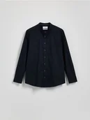 Koszule męskie - Reserved - Koszula regular ze stójką - czarny - miniaturka - grafika 1