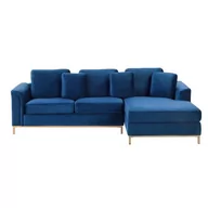 Sofy i kanapy - Beliani Sofa lewostronna welurowa ciemnoniebieska OSLO - miniaturka - grafika 1