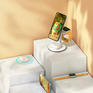 Choetech stacja ładująca indukcyjna 3w1 iPhone 12/13/14, AirPods Pro, Apple Watch czarna (T585-F) - Ładowarki do telefonów - miniaturka - grafika 2