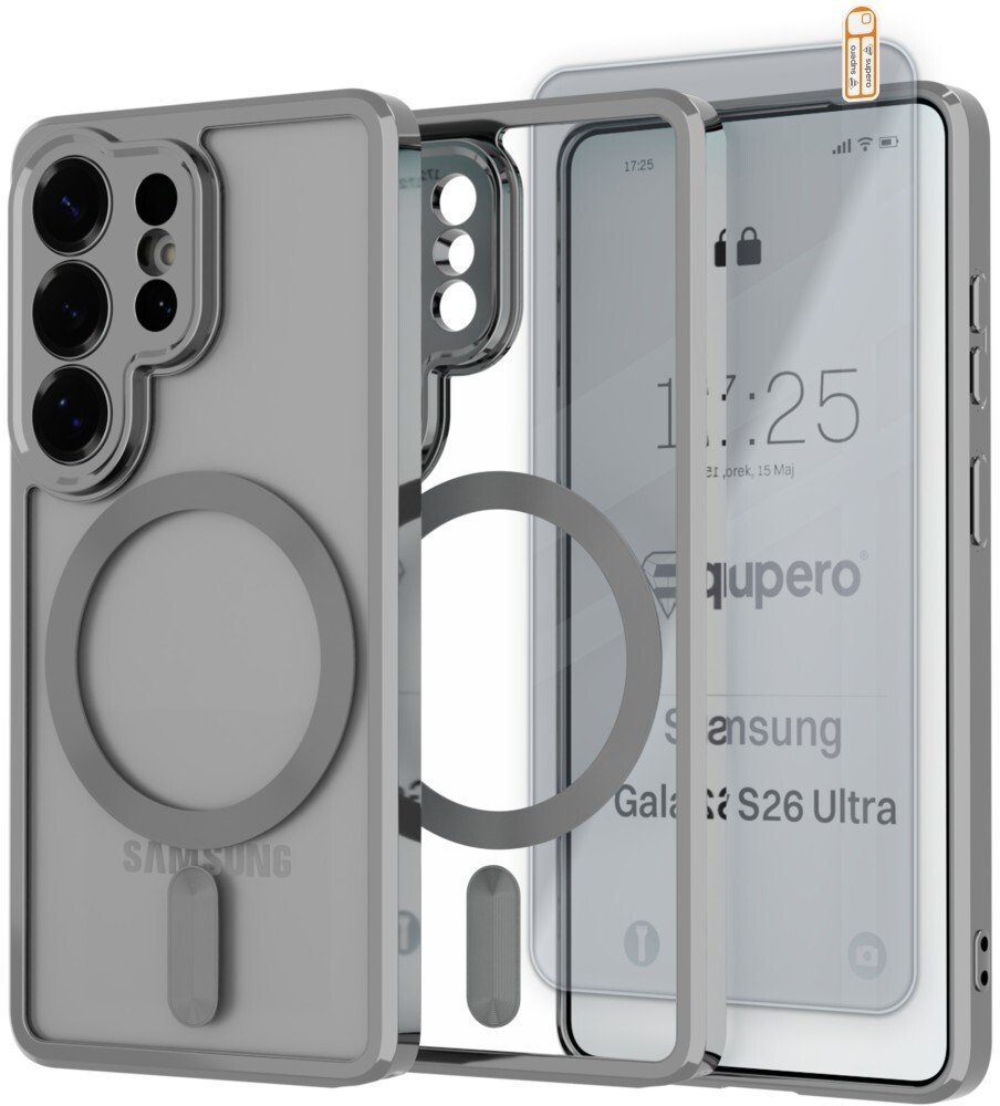 SUPERO Etui Supero MagSafe do Samsung Galaxy S26 Ultra, przezroczysto-srebrne + szkło