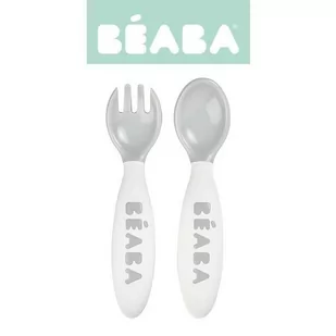 Beaba Sztućce plastikowe w etui grey Beaba - Sztućce dla dzieci - miniaturka - grafika 1