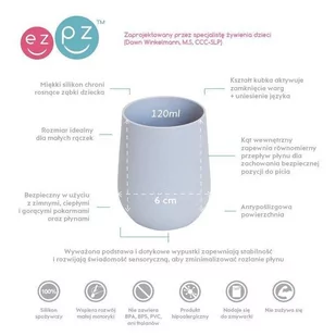 EZPZ Silikonowy kubeczek Mini Cup pastelowa szarość - Kubki dla dzieci - miniaturka - grafika 1