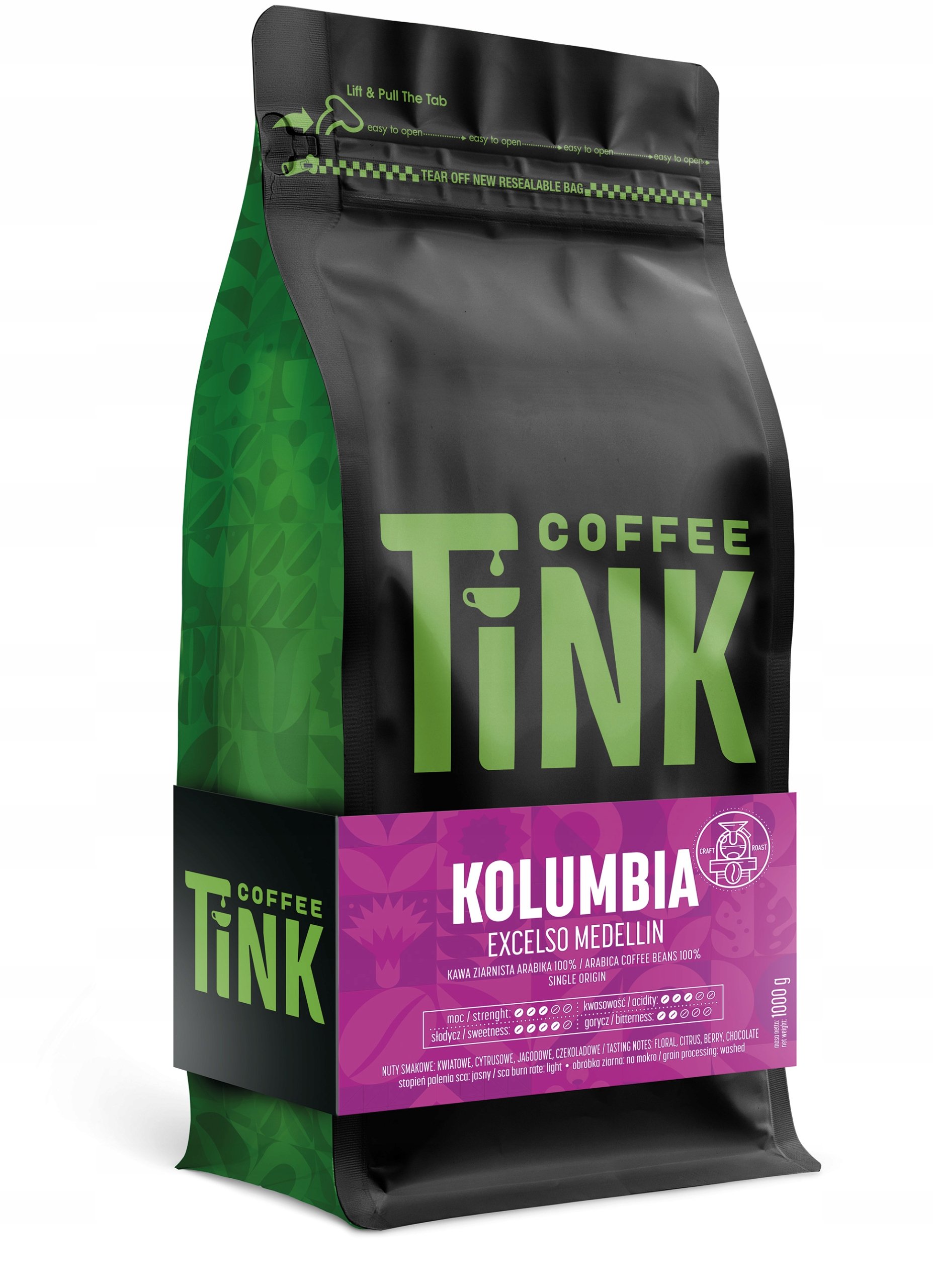 Kawa Ziarnista Arabica Kolumbia Coffee Tink 1KG