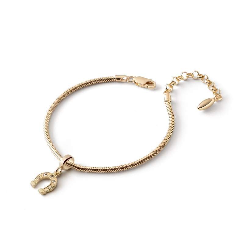 Bransoletka Slim z zawieszką typu beads – podkowa z cyrkoniami, srebro 925 w złotym pokryciu