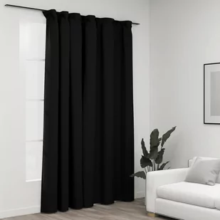 vidaXL Zasłona stylizowana na lnianą z haczykami, antracyt, 290x245 cm - Akcesoria do wystroju okien - miniaturka - grafika 1