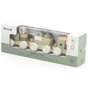 Zabawki zręcznościowe - Zielona Kolejka Pociąg z Wagonikami Klocki - miniaturka - grafika 1