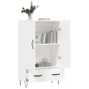 Wysoka szafka, biała, 69,5x31x115 cm, materiał drewnopochodny Lumarko! - Szafki do salonu Wysoka szafka, biała, 69,5x31x115 cm, materiał drewnopochodny Lumarko! - Szafki do salonu - miniaturka - grafika 5