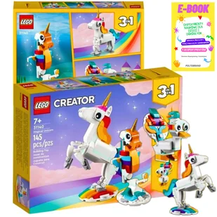 LEGO KLOCKI ZESTAW CREATOR 3w1 - MAGICZNY JEDNOROŻEC, KONIK MORSKI, PAW 31140 KLOCKI PREZENT + EBOOK - Klocki - miniaturka - grafika 1