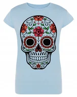 Koszulki i topy damskie - T-Shirt damski kolorowy nadruk CZASZKA r.XXL - miniaturka - grafika 1