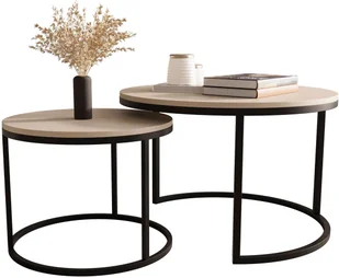 Komplet 2 okrągłych stolików typu 2w1 kaszmir K4-R35 - Ławy i stoliki kawowe - miniaturka - grafika 1