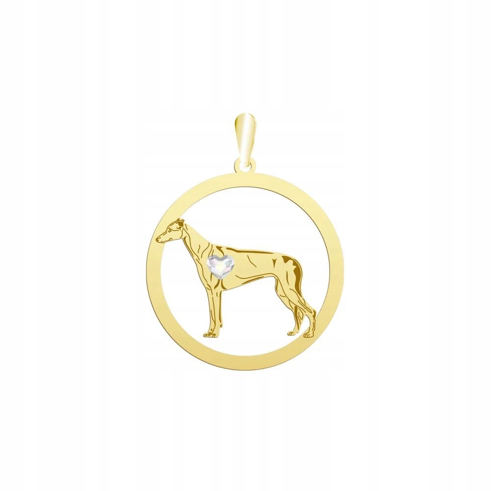 Zawieszka Złota z psem Greyhound 925 Prezent Kobieta DEDYKACJA GRAWER