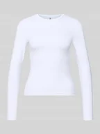 Bluzki damskie - Bluzka o kroju slim fit z długim rękawem i okrągłym dekoltem model ‘LULA’ - miniaturka - grafika 1