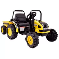 Jeździki dla dzieci - Import SUPER-TOYS MEGA TRAKTOR Z PRZYCZEPĄ MIĘKKIE SIEDZENIE PILOT RADIO FM/HL388  HL-388-ŻÓŁTY - miniaturka - grafika 1