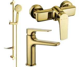 Mexen Lynx DF40 zestaw prysznicowy, złoty - 745904DF40-50 - Zestawy baterii łazienkowych - miniaturka - grafika 1