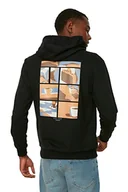 Bluzy męskie - Trendyol Męska bluza z kapturem, zwykła, czarna, XL, Czarny, XL - miniaturka - grafika 1