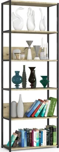 Fabryka Mebli Akord Regał industrialny metalowy 70 cm - czarny-dąb artisan - 6 półek - Regały - miniaturka - grafika 1