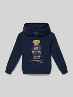 Swetry dla chłopców - Bluza o kroju regular fit z kapturem i nadrukiem Polo Bear - miniaturka - grafika 1
