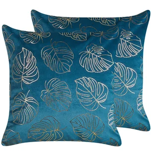 2 Welurowe Poduszki Dekoracyjne W Liście 45 X 45 Cm Niebieskie Monstera - Poduszki dekoracyjne 2 Welurowe Poduszki Dekoracyjne W Liście 45 X 45 Cm Niebieskie Monstera - Poduszki dekoracyjne - miniaturka - grafika 1