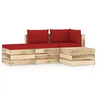 Meble ogrodowe - vidaXL 4-cz zestaw wypoczynkowy do ogrodu z poduszkami drewniany 3074597 - miniaturka - grafika 1