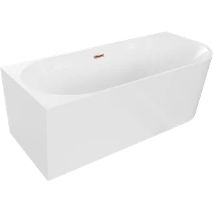 Mexen Mia wanna wolnostojąca narożna lewa 160 x 80 cm, biała, przelew różowe złoto - 52691608000L-60 - Wanny - miniaturka - grafika 1