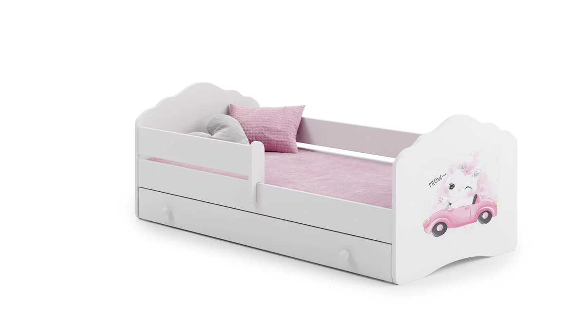 Łóżko dla dziecka, FALA, barierką, z szufladą, z materacem, 160x80 cm