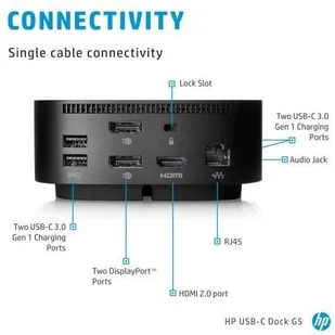 HP USB-C Dock G5 5TW10AA Docking station, Black SPEC 5TW10AA/SPEC - Stacje dokujące i replikatory portów - miniaturka - grafika 1