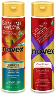 Novex Novex Brazilian Keratin, zestaw do włosów suchych i zniszczonych z keratyną, szampon 300ml i odżywka 300ml 57/zestaw - Zestawy kosmetyków damskich - miniaturka - grafika 1
