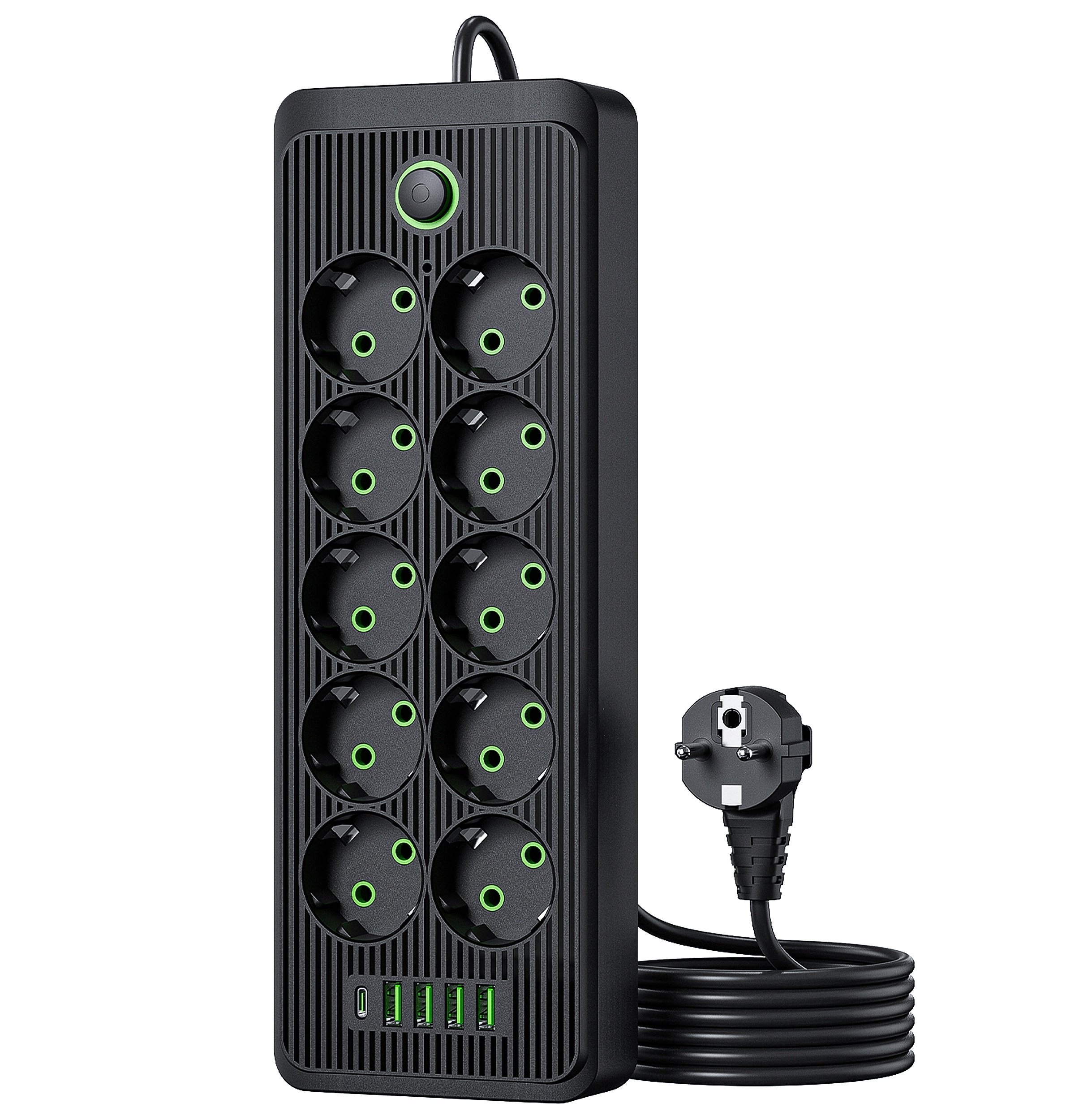 Listwa zasilająca Kerg K907F Listwa zasilająca Przedłużacz 10 gniazd + 4 USB,TYP C