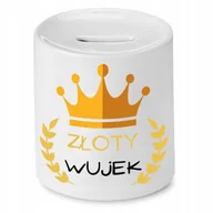 Skarbonki - SKARBONKA DLA WUJKA ZŁOTY WUJEK GOLD UNCLE PREZENT z Nadrukiem ze Zdjęciem + Opakowanie na prezent (wzór 01) - miniaturka - grafika 1