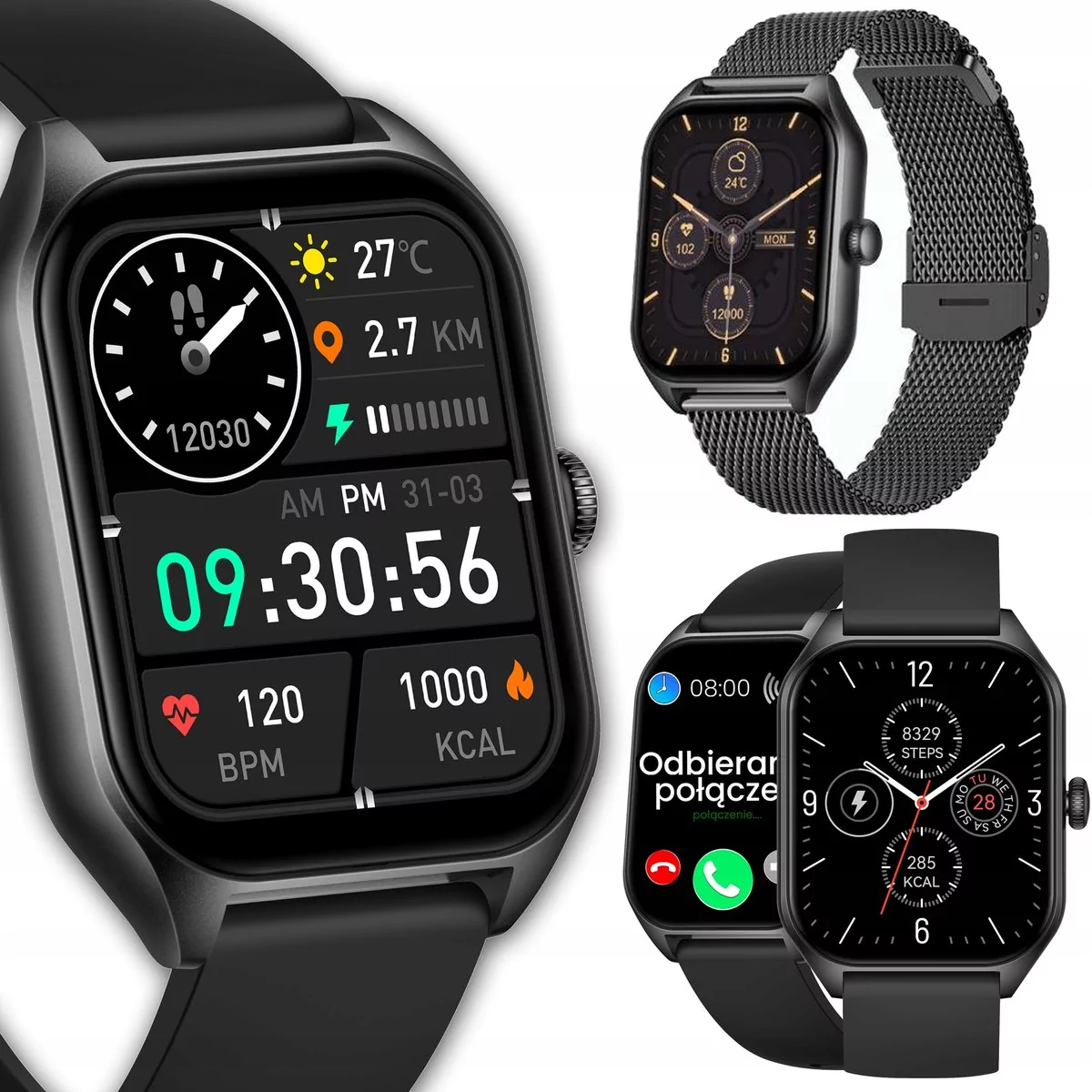 SMARTWATCH DAMSKI ROZMOWY MENU PL CIŚNIENIE PULS SMART WATCH SPORT ZDROWIE