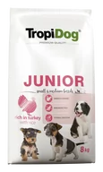 Sucha karma dla psów - Tropidog Premium Junior Small&Medium Breeds Turkey&Rice 8 kg - miniaturka - grafika 1