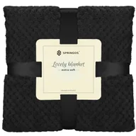 Koce - Narzuta na łóżko, pled 150x200 cm dwustronny, tłoczony koc na kanapę czarny - miniaturka - grafika 1