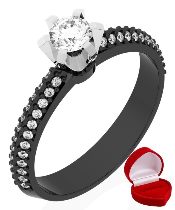 ZŁOTY PIERŚCIONEK ZARĘCZYNOWY 585 14k SZAFIR 0,24 ct CZARNE ZŁOTO R19