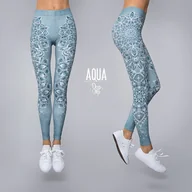 Legginsy - Legginsy damskie AQUA wysoki stan - miniaturka - grafika 1