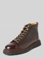 Botki męskie - Kozaki sznurowane z fakturowaną podeszwą - miniaturka - grafika 1